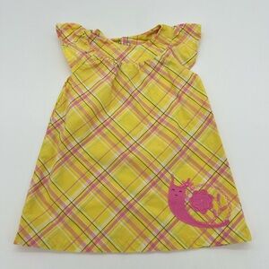 Carter's Baby Girl Yellow Pink Dress Size 6 Months Short Sleeve Snail Flower